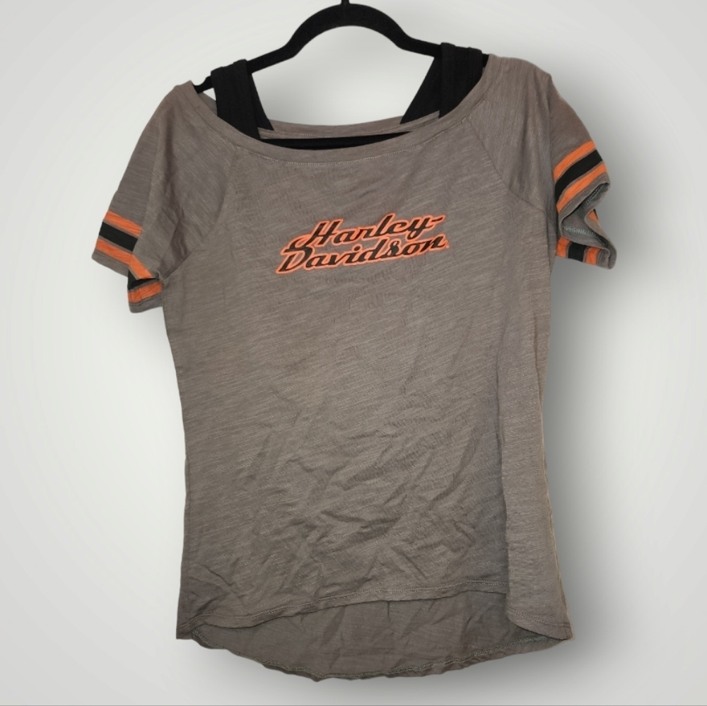 Harley Davidson Women's biker Peep Shoulder Shirt S small